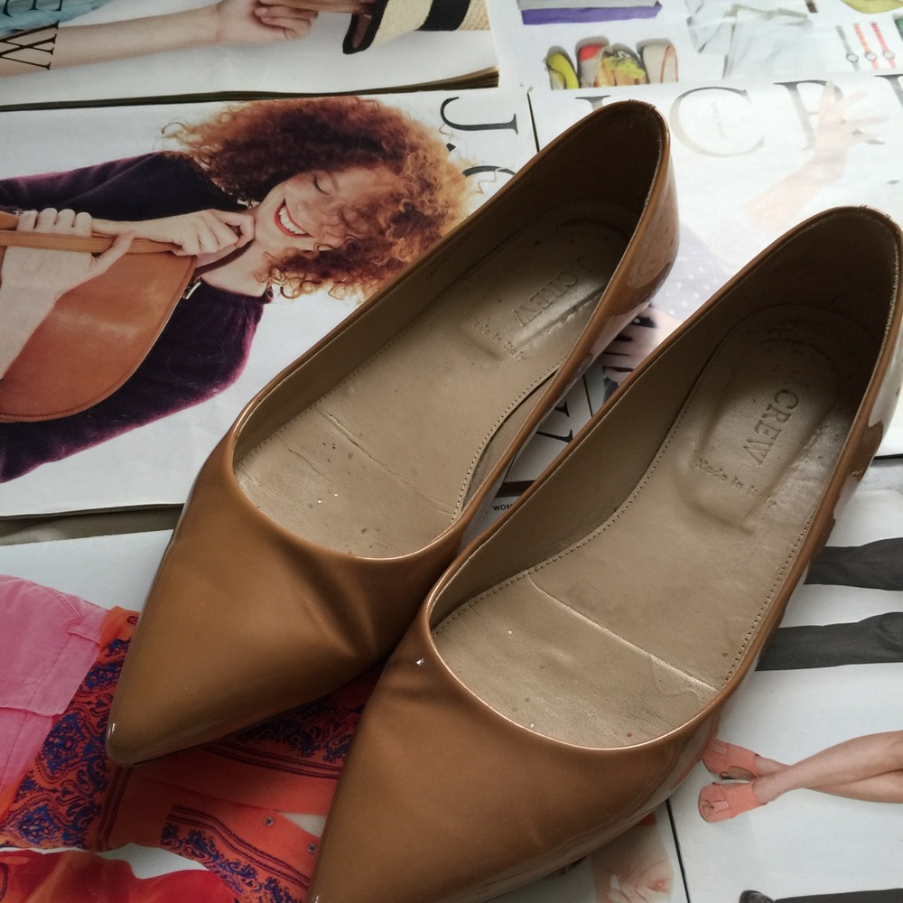 JCREW VIV PATENT POINTY TOE FLATS SZ 7.5